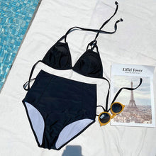 Load image into Gallery viewer, Korean Style High Waist Bikini Set Women Biquini Suit Two Pieces Swimwear Solid Swimsuit Bandage Beach Suit 2022