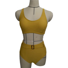 Load image into Gallery viewer, Korean Style High Waist Bikini Set Women Biquini Suit Two Pieces Swimwear Solid Swimsuit High Quality Beach Suit 2022