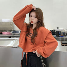 Load image into Gallery viewer, Korean Style Letter Print O Neck Sweatshirts Women Loose Casual Long Sleeve Pullover Hoodies Women Autumn 2022 New Fashion Tops