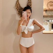 Load image into Gallery viewer, Korean Style Low Waist Bikini Set Women Biquini Suit Two Pieces Swimwear Solid One Shoulder Swimsuit High Quality Beach Suit