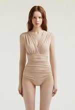 Load image into Gallery viewer, Korean Style One Piece Long Sleeve Swimwear Women Solid Swimwear Padded  Bathing Suit Monokini Beachwear Backless Tummy Control