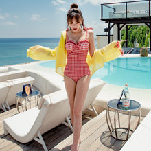 Load image into Gallery viewer, Korean Style One Piece Swimwear Plaid Swimwear Push Up Swimsuit High Quality Bathing Suit sexy Monokini Beachwear 2020 New
