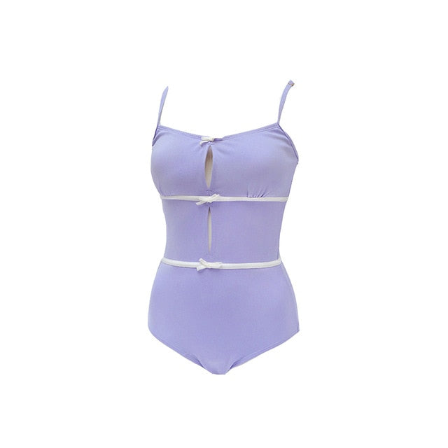Korean Style One Piece Swimwear Purple Swimwear Padded Swimsuit High Quality Bathing Suit sexy Monokini 2020 Beach Bathing Suit