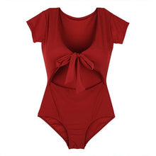 Load image into Gallery viewer, Korean Style One Piece Swimwear Solid Swimwear Cut Out Bow Swimsuit High Quality Bathing Suit sexy Monokini Beachwear 2023 New