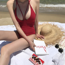 Load image into Gallery viewer, Korean Style One Piece Swimwear Solid Swimwear Push Up Swimsuit High Quality Bathing Suit sexy Monokini Beachwear 2020 New