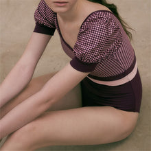 Load image into Gallery viewer, Korean Style One Piece Swimwear Women Half Sleeve Swimwear Padded Swimsuit Bathing Suit sexy Monokini Beachwear 2021