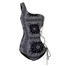 Load image into Gallery viewer, Korean Style One Piece Swimwear Women Lace Up Swimwear Black Swimsuit High Quality Bathing Suit sexy Monokini Beachwear 2020