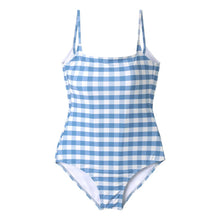 Load image into Gallery viewer, Korean Style One Piece Swimwear Women Padded Swimwear Plaid Swimsuit Bathing Suit sexy Lady Monokini beachwear 2020 New