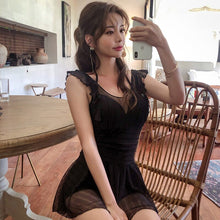 Load image into Gallery viewer, Korean Style One Piece Swimwear Women Padded Swimwear Push Up Swimsuit Bathing Suit sexy Lady Monokini Beachwear Black Swimdress