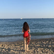 Load image into Gallery viewer, Korean Style One Piece Swimwear Women Padded Swimwear Solid Red Swimsuit Bathing Suit sexy Lady Monokini Beachwear 2020 New