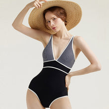 Load image into Gallery viewer, Korean Style One Piece Swimwear Women Plaid Swimwear Padded Swimsuit Straps Bathing Suit sexy Monokini Beachwear Backless