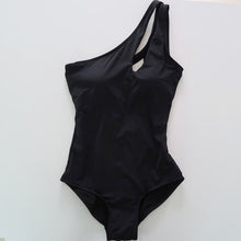 Load image into Gallery viewer, Korean Style One Piece Swimwear Women Solid Swimwear Padded Swimsuit Single Shoulder Bathing Suit sexy Monokini Beachwear 2022