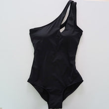 Load image into Gallery viewer, Korean Style One Piece Swimwear Women Solid Swimwear Padded Swimsuit Single Shoulder Bathing Suit sexy Monokini Beachwear 2022