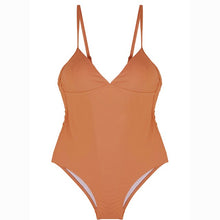 Load image into Gallery viewer, Korean Style One Piece Swimwear Women Solid Swimwear Padded Swimsuit Straps Bathing Suit sexy Monokini Beachwear 2022