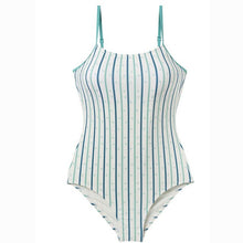 Load image into Gallery viewer, Korean Style One Piece Swimwear Women Striped Swimwear Padded Swimsuit Padded Bathing Suit sexy Monokini Beachwear 2022