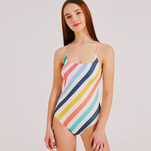 Load image into Gallery viewer, Korean Style One Piece Swimwear Women Striped Swimwear Padded Swimsuit Padded Bathing Suit sexy Monokini Beachwear 2022