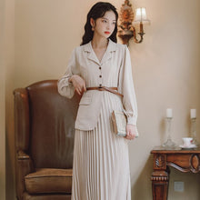 Load image into Gallery viewer, Korean Style Simple Fashion OL Dresses Office Lady Fall Suit Stitching Pleated Dress Fake Two Pieces Vestidos de mujer casual