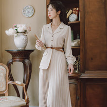 Load image into Gallery viewer, Korean Style Simple Fashion OL Dresses Office Lady Fall Suit Stitching Pleated Dress Fake Two Pieces Vestidos de mujer casual