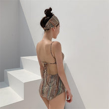 Load image into Gallery viewer, Korean Swimwear One Piece Swimwear Women Print Swimwear Swimsuit Padded Bathing Suit sexy Monokini Beachwear Swimwear Summer
