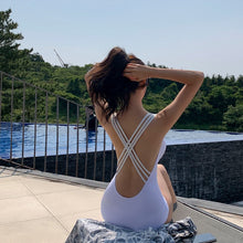 Load image into Gallery viewer, Korean Swimwear One Piece Swimwear Women Solid Swimwear Swimsuit Padded Bathing Suit sexy Monokini Beachwear Summer