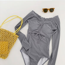 Load image into Gallery viewer, Korean Swimwear One Piece Swimwear Women Swimwear Long Sleeve Swimsuit High Quality Bathing Suit sexy Monokini Beachwear Women