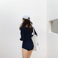Load image into Gallery viewer, Korean Swimwear One Piece Swimwear Women Swimwear Long Sleeve Swimsuit High Quality Bathing Suit sexy Monokini Beachwear Women