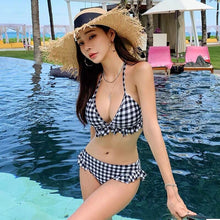Load image into Gallery viewer, Korean swimsuits Bikini Set Women Biquini Suit Two Pieces Swimwear Plaid Swimwear High Quality Beach Suit 2020 Women&#39;s Swimsuit