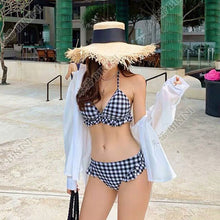 Load image into Gallery viewer, Korean swimsuits Bikini Set Women Biquini Suit Two Pieces Swimwear Plaid Swimwear High Quality Beach Suit 2020 Women&#39;s Swimsuit