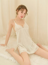 Load image into Gallery viewer, Kwyaster Sexy Erotic Lingerie Babydolls Women&#39;s Sexo Deep V Lace Hollow Halter Sling Langerie Nightwear Set Erotic Nightdress