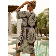 Load image into Gallery viewer, Lace Beach Cover Up Kimono Cardigan Beachwear Women 2021 Mesh Black Coverup Swimwear Dress Sexy Bathing Suits Bikini Blouse