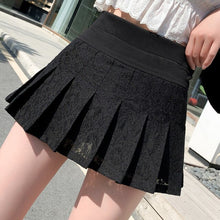 Load image into Gallery viewer, Lace Cute A Line Mini Skirts Japan Ultra-Short Miniskirt Elastic Waist Joker Lace Pleated Skirt Sexy Skirt Black White Skirt