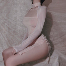 Load image into Gallery viewer, Lace Deep V Nightgown Beauty Back Bandage Side High Split Hollow Out Nightdress Women&#39;s Sexy Sleepwear Cute Underwear Set