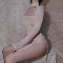 Load image into Gallery viewer, Lace Deep V Nightgown Beauty Back Bandage Side High Split Hollow Out Nightdress Women&#39;s Sexy Sleepwear Cute Underwear Set