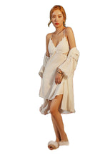 Load image into Gallery viewer, Lace Folwer Bathrobe Gown Velvet 2Pieces Warm Winter Pajamas Sets Women Sexy Robe Pajama Sleepwear Suit Sleeveless Nightwear