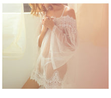 Load image into Gallery viewer, Lace Night Dress Summer Nightgown Mini Nightwear Bathrobe Women Sleep Dress white black Night Gown Sleepwear Lingerie Sexy
