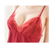 Load image into Gallery viewer, Lace Night Dress Women Elegant Sleepwear Silk Nightgown V-neck Lingere Dress Nightie Femme Stain Nightwear Summer Homewear Suit