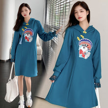 Load image into Gallery viewer, Lace Patchwork Long Sleeve Retro Buckle Hooded Sweater Women Winter Thicken Chinese Style Cheongsam Hoodies Female Casual Top