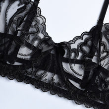 Load image into Gallery viewer, Lace Push Up Bra Lingerie See Through Ropa Interior Women Transparent Black Mesh Costumes Sexy Underwear Sex Nightwear Panties