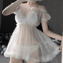 Load image into Gallery viewer, Lace Sexy Lingerie Black White Transparent Lovely Babydoll Cute Princess Nightdress Sleepwear Lolita Kawaii Chiffon Dress