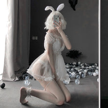 Load image into Gallery viewer, Lace Sexy Lingerie Black White Transparent Lovely Babydoll Cute Princess Nightdress Sleepwear Lolita Kawaii Chiffon Dress
