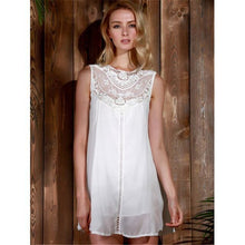 Load image into Gallery viewer, Lace Stitching Sleeveless Summer Women Chiffon Mini Dress Lady Fashion Elegant White Dresses Robe Courte Femme Vestido De Mujer