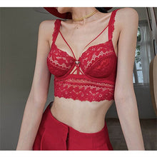Load image into Gallery viewer, Lace Strap Push Up Underwear Sexy Bar Set Women Transparent Panties Brassiere Soft Top Bar Solid Color Lingerie Suit For Women