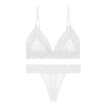 Load image into Gallery viewer, Lace Transparent Bra Set Femme Sex Lingerie Set Dot Mesh Bralette Women Push Up Brassiere T Back Panties Sets Backless V Neck