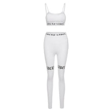 Load image into Gallery viewer, Lace-Up Fitness Suit Female 2021 Summer New Women Black White Printing Letter Crop-Top Elastic Hip-Lifting Sport Long Pants