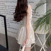 Load image into Gallery viewer, Lace-up Spaghetti Strap Square Neck Satin Dresses For Women Party Elegant Backless Mini Pleated Robes Sundress Fashion Vestidos