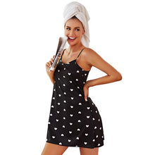 Load image into Gallery viewer, Ladie&#39;s Heart Print Mini Night Dress Sexy Nighties Cute Nightgown Comfy Sleepwear Classic Nightwear
