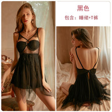 Load image into Gallery viewer, Ladies Dressing Gown Lace Gauze Sexy Nightdress Women Sling Nightgown Sleepwear Nightie Exotic Dress Nightwear Wedding Peignoir