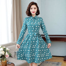 Load image into Gallery viewer, Ladies Elegant A-line Slim Dress For Women Korean Printed Midi Dress Casual Dress Retro Floral Spring Autumn 2021 Office Dress
