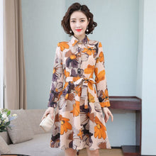 Load image into Gallery viewer, Ladies Elegant A-line Slim Dress For Women Korean Printed Midi Dress Casual Dress Retro Floral Spring Autumn 2021 Office Dress