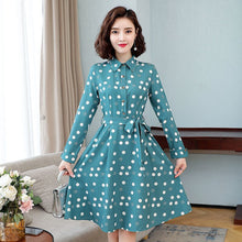 Load image into Gallery viewer, Ladies Elegant A-line Slim Dress For Women Korean Printed Midi Dress Casual Dress Retro Floral Spring Autumn 2021 Office Dress